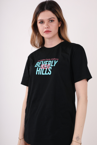Großhändler MAXMILA PARIS - Übergroßes T-Shirt mit Beverly Hills-Aufdruck auf der Rückseite – BEVER
