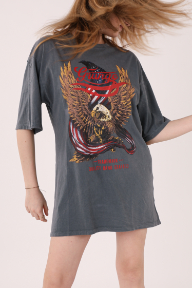 Großhändler MAXMILA PARIS - Übergroßes T-Shirt mit Beverly Hills-Aufdruck auf der Rückseite – GRUNGE