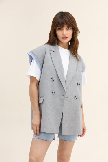 Großhändler MAXMILA PARIS - Übergroße Bi-Material-Jacke mit Riemen – NANCY