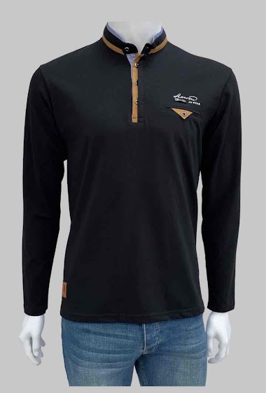 Long sleeves man polo with officer’s collar