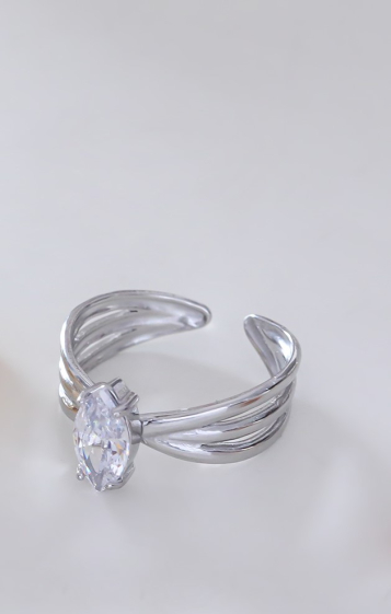 Wholesaler Eclat Paris - Silver ring with drop rhinestones