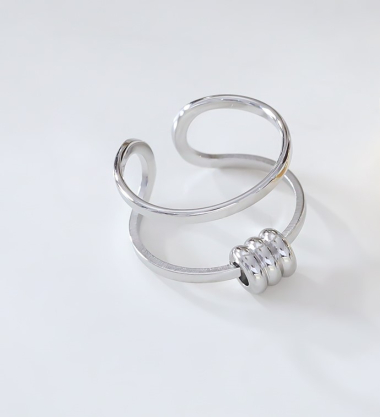 Wholesaler Eclat Paris - Double line silver ring with wheel