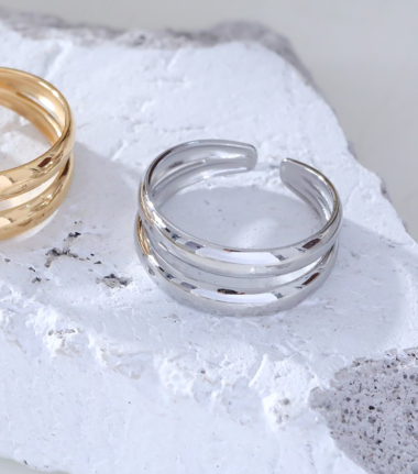 Wholesaler Eclat Paris - Double Thick Line Silver Ring