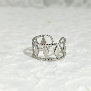 Wholesaler Eclat Paris - Silver double line diamond ring
