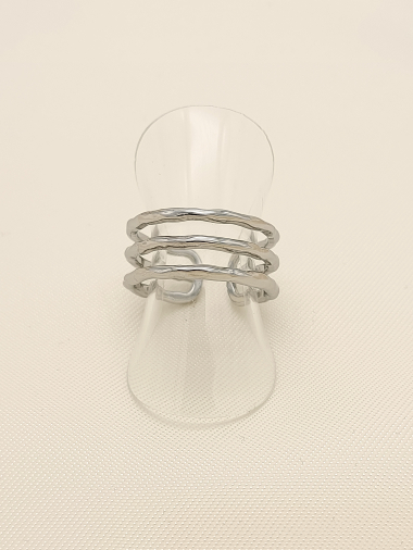 Wholesaler Eclat Paris - Triple hammered lines silver ring