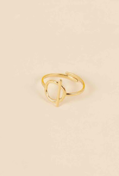 Wholesaler Eclat Paris - Adjustable gold ring with crossed circle