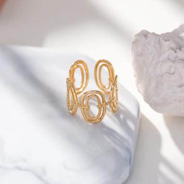 Großhändler Eclat Paris - Mehrfach ovaler, verstellbarer goldener Ring