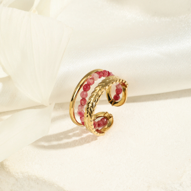 Wholesaler Eclat Paris - Gold ring with pink stones