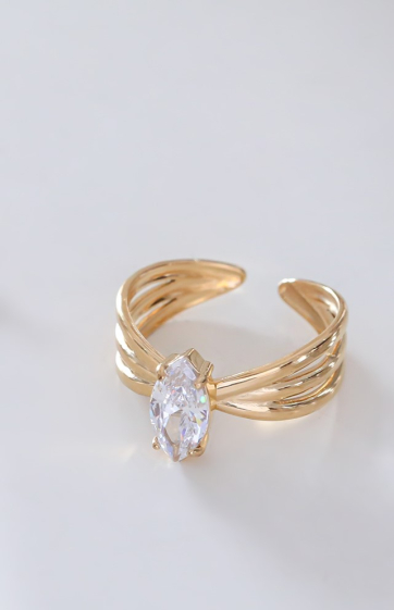 Wholesaler Eclat Paris - Gold ring with drop rhinestones