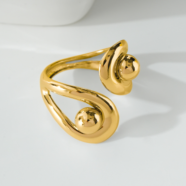 Wholesaler Eclat Paris - Golden ring with surrounded balls opening in front