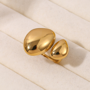 Wholesaler Eclat Paris - Golden Ball Ring Front Opening Adjustable