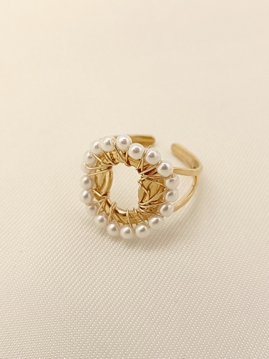 Wholesaler Eclat Paris - Golden circle ring surrounded by pearls