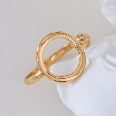 Mayorista Eclat Paris - Círculo dorado y anillo de punta que se abren desde el frente.