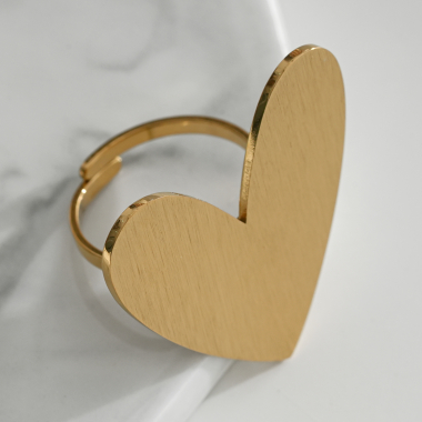 Wholesaler Eclat Paris - Adjustable heart gold ring