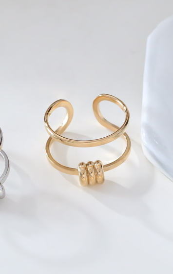 Wholesaler Eclat Paris - Double line gold ring with wheel