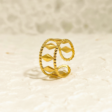Wholesaler Eclat Paris - Gold double line diamond ring
