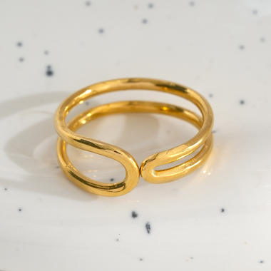 Großhändler Eclat Paris - Doppelter goldener Ring mit Öffnung vorne