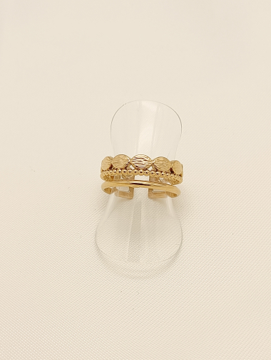Wholesaler Eclat Paris - Gold ring with double hammered oval lines