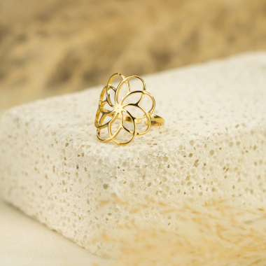 Wholesaler Eclat Paris - Adjustable flower gold ring