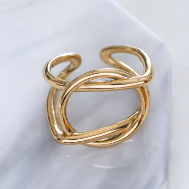Großhändler Eclat Paris - Goldener Ring kreuzte Linie mit Kreis