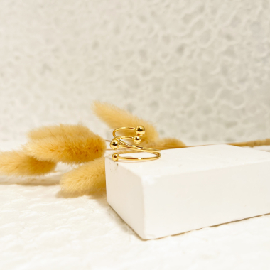 Großhändler Eclat Paris - Verstellbarer goldener Ring mit Kugeln