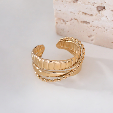 Wholesaler Eclat Paris - Thick smooth gold ring with braid