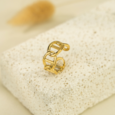 Großhändler Eclat Paris - Goldener Ring mit gekreuzten Meeresgliedern