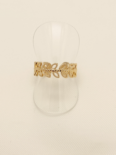 Wholesaler Eclat Paris - Mini alternating leaves golden ring