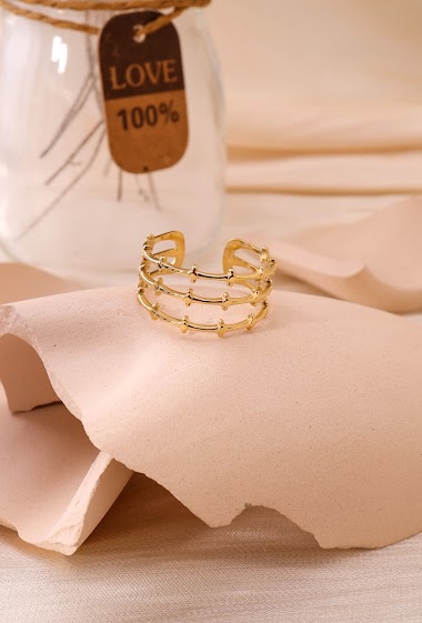 Wholesaler Eclat Paris - Multi line gold ring