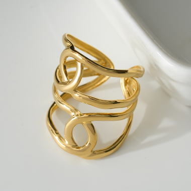 Wholesaler Eclat Paris - Gold multi crossed lines ring