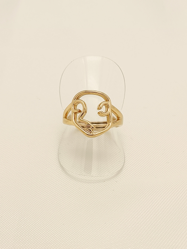 Wholesaler Eclat Paris - Golden abstract face ring