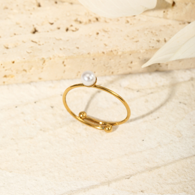 Großhändler Eclat Paris - Dünner goldener Ring mit Perle