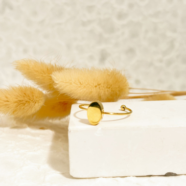 Wholesaler Eclat Paris - Fine line ring with golden oval