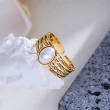 Großhändler Eclat Paris - Ovaler Ring mit Perlenlinien
