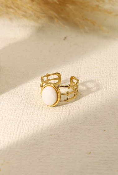 Großhändler Eclat Paris - Dreifach-Ring mit weißem Stein
