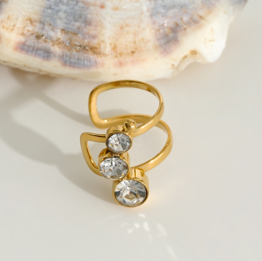 Wholesaler Eclat Paris - Gold earcuff ear jewel with three zirconium oxides