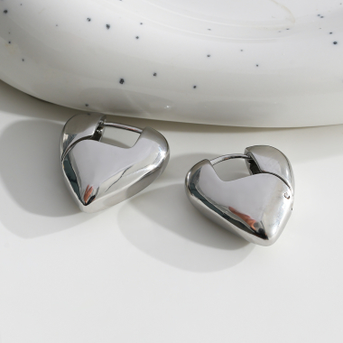 Wholesaler Eclat Paris - Silver Heart Earrings