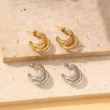 Wholesaler Eclat Paris - Silver Earrings 3 Circles