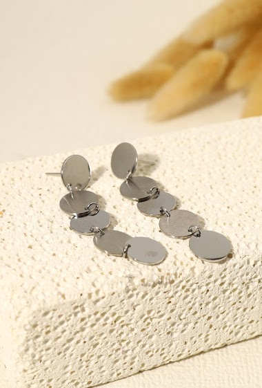 Wholesaler Eclat Paris - Boucles d'oreilles argentées 5 pastilles pendantes