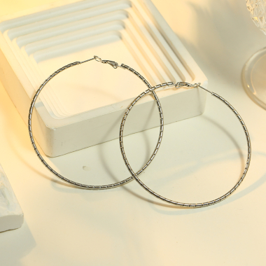 Wholesaler Eclat Paris - Silver Hoop Earrings 7 cm in diameter