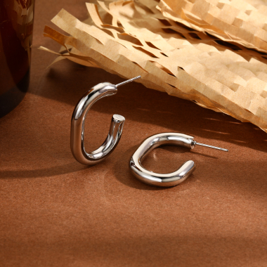 Wholesaler Eclat Paris - Silver open hoop earrings