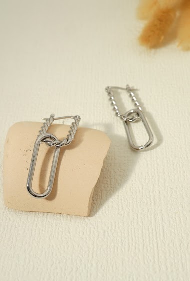 Wholesaler Eclat Paris - Silver double link earrings