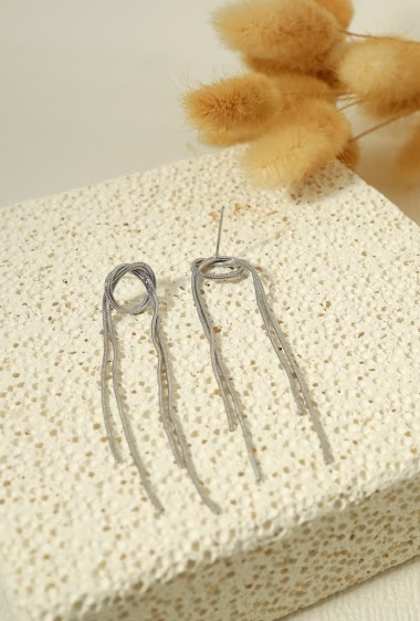 Wholesaler Eclat Paris - Silver bow dangling earrings