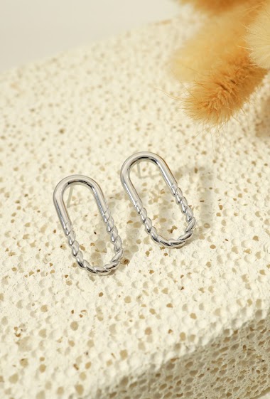 Wholesaler Eclat Paris - Oval silver earrings