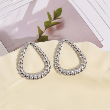 Wholesaler Eclat Paris - Silver rounded triangle earrings