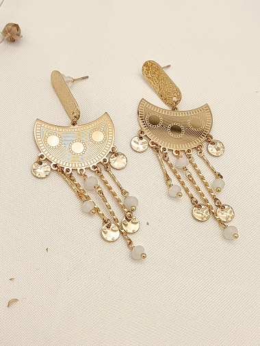 Wholesaler Eclat Paris - Bohemian dangling earrings with white pearls
