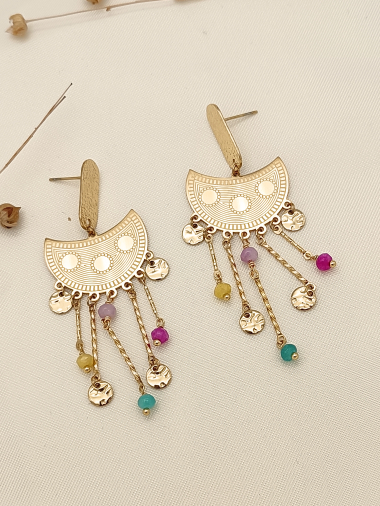 Wholesaler Eclat Paris - Bohemian dangling earrings with colorful beads
