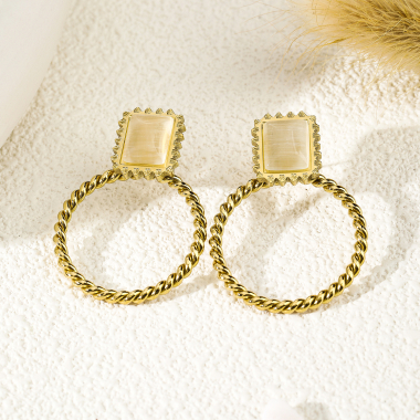 Wholesaler Eclat Paris - Square earrings with braided circle