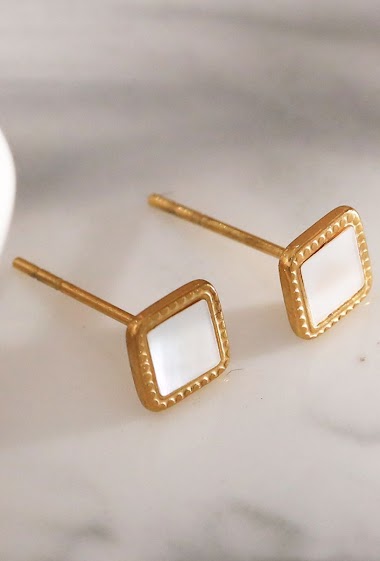 Wholesalers Eclat maybijou - Mother-of-pearl square earrings