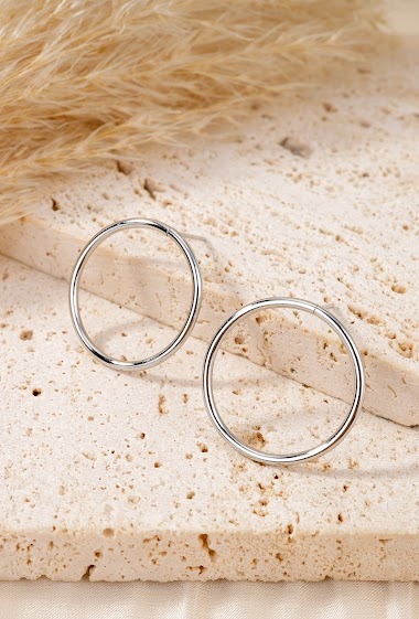 Wholesaler Eclat Paris - Circle silver earrings